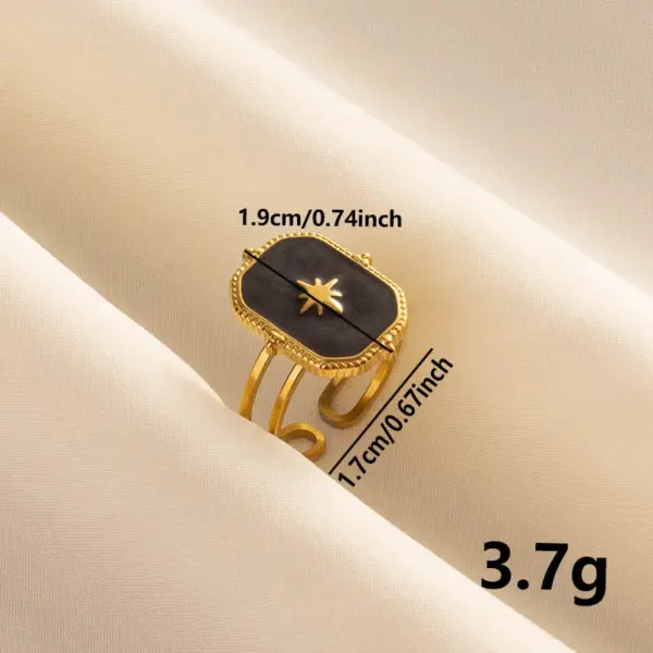Ion Plating (IP) Real Gold Plated 18K Eight Awn Star Geometric 304 Stainless Steel Basic Modern Style Classic Waterproof Non Tarnish Open Rings