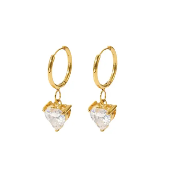 Wholesale 1 Pair Elegant Heart Shape Plating Inlay Copper Zircon Gold Plated Earrings