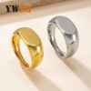 Wholesale Titanium steel rings, oval-shaped, smooth finish, for couples.