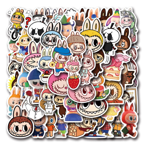 Wholesale 55 sheets of forest elf image Labubu cartoon graffiti stickers car luggage cup stickers