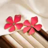 1 Pair IG Style Flower Enamel 304 Stainless Steel 18K Gold Plated Stainless Steel Earrings