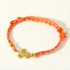 Sweet Cute Stainless Steel 18K Gold Turtle Pendant Colorful Handmade Woven Rope Bracelet Jewelry Simple Style Versatile Ocns