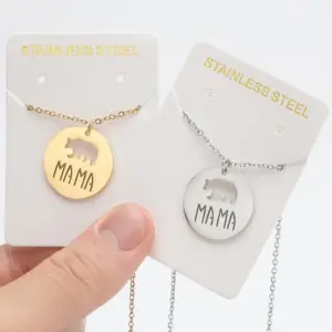 Wholesale PVD Coated Real Gold Plated Letter Bear 201 Stainless Steel MAMA Simple Style Waterproof Non Tarnish 201 Stainless Steel Pendant Necklace