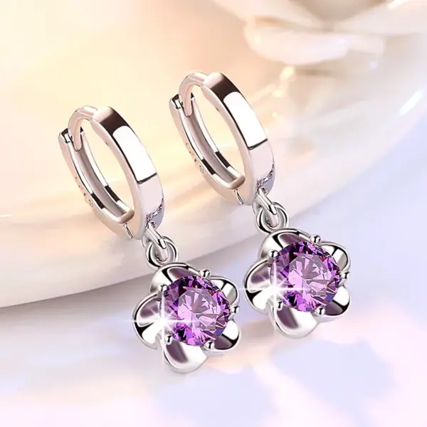 Wholesale Fashion Flower Copper Plating Inlay Zircon Drop Earrings 1 Pair