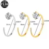 Titanium Alloy Nose Studs And Rings Set With C-Shape Four Claw Embedded Zirconia Piercing Jewelry Fashionable Unisex Princess Style