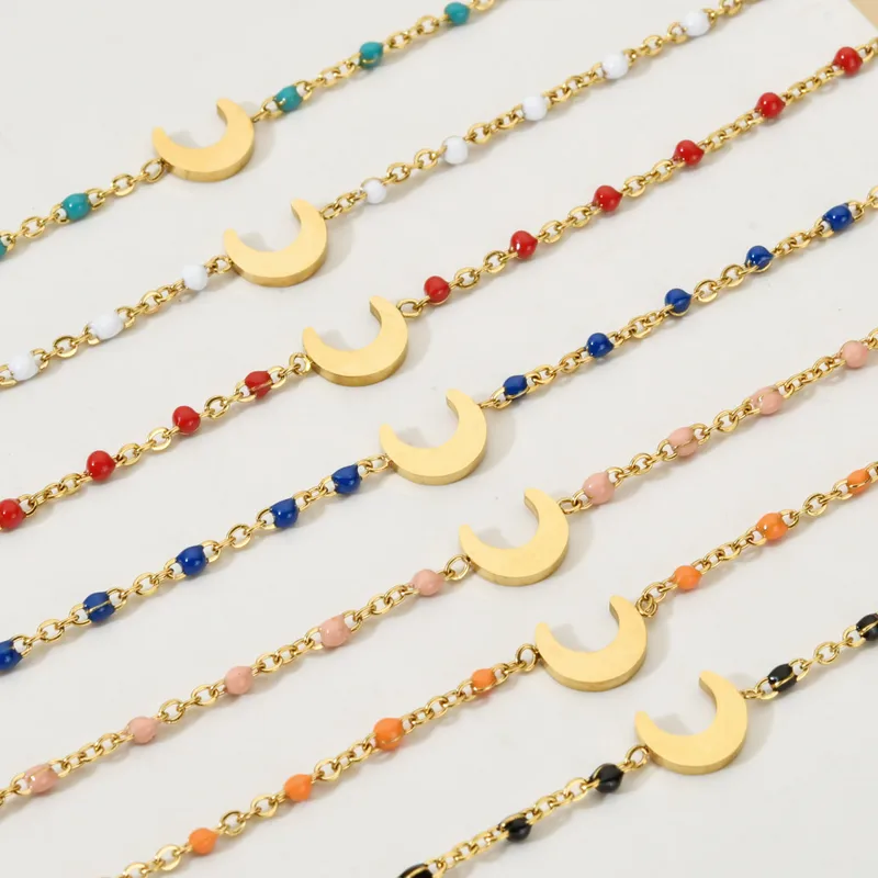 Wholesale Bohemian Moon Stainless Steel Enamel Plating Bracelets