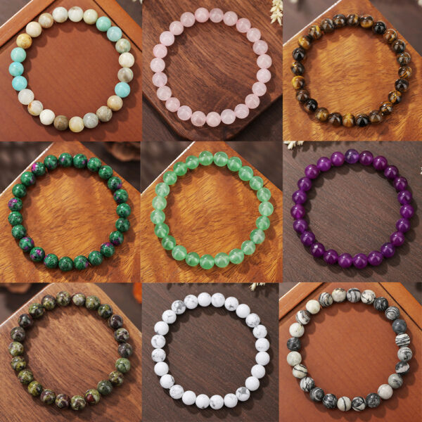 Wholesale Unisex Retro Ethnic Style Beaded Crystal Bracelet Exquisite Tiger Eye Rose Quartz Black Agate Amethyst Bracelet for Women