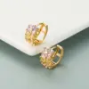 Wholesale Fashion Geometric Inlaid Zircon Alloy Artificial Gemstones Copper Earrings
