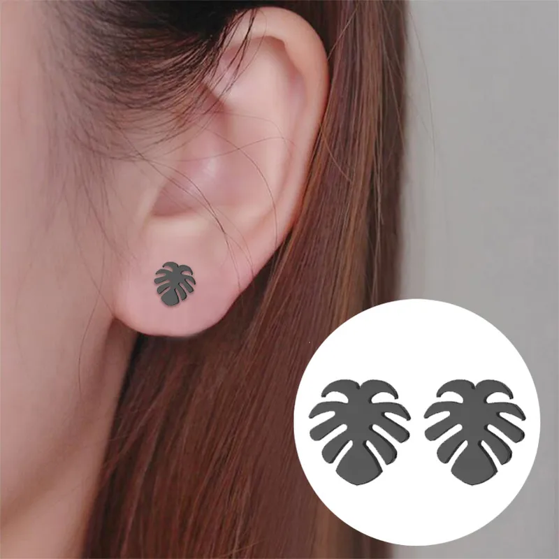 Wholesale PVD Coated 18K Gold Real Gold Plated Palm Tree 304 Stainless Steel Fashion Waterproof Non Tarnish Ear Studs