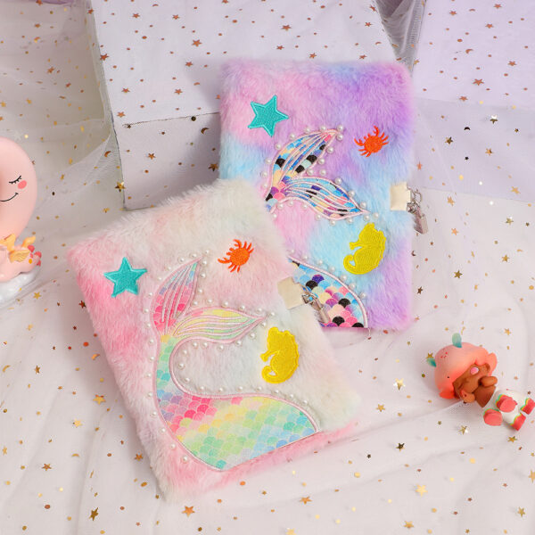 Wholesale Tail plush notebook with lock diary