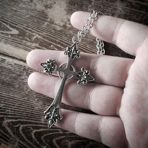Wholesale Large Cross Pendant Jewelry Necklace Silver Tone Gothic Jewelry Fashion Charm Statement Women Gift