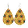 Wholesale Explosive leather earrings creative versatile leather earrings Amazon sunflower pattern leather earrings