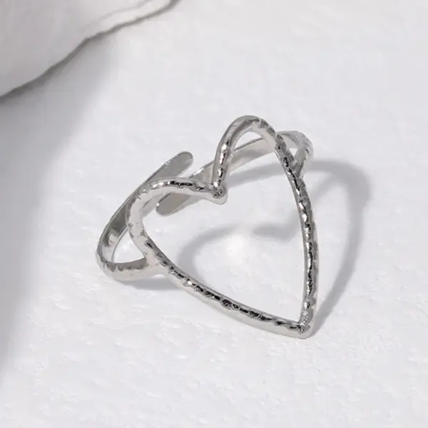 Wholesale Jewelry Sweet Heart Shape 304 Stainless Steel 18K Gold Plated Plating Hollow Out Stainless Steel Rings