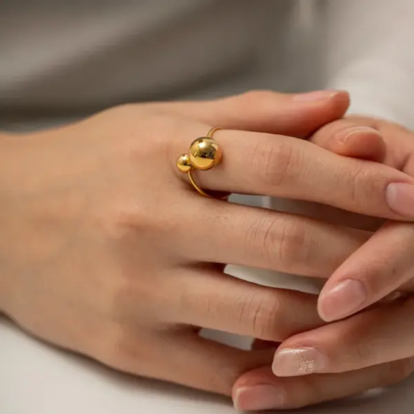 Wholesale Jewelry Fashion Ball Solid Color 304 Stainless Steel PVD Coated Plating Open Ring