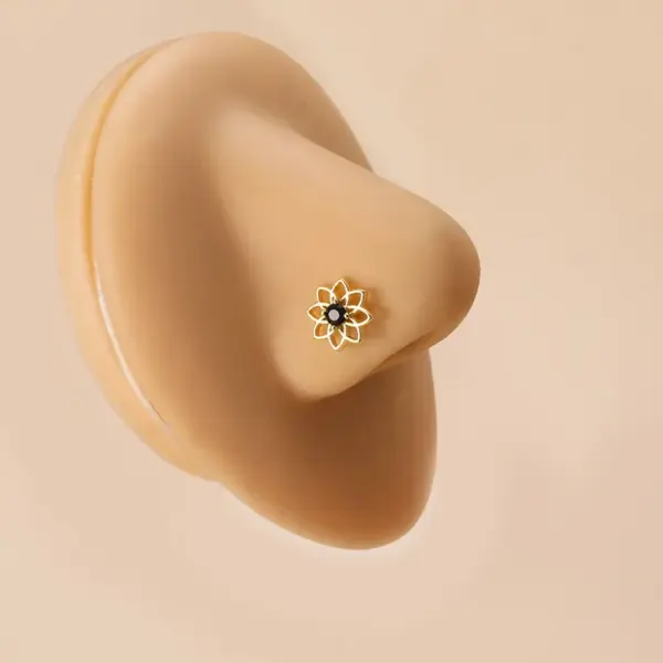 Wholesale 1 Piece 316L Stainless Steel Copper Artificial Pearls Zircon Nose Rings & Studs Geometric Waterproof Non Tarnish Surgical Steel