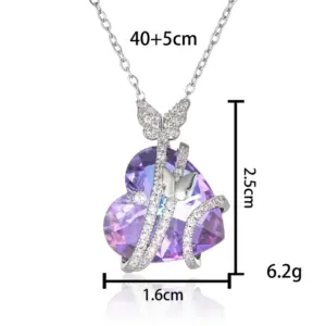 Big Heart Butterfly-Purple Light-Silver