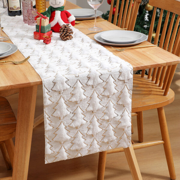 Wholesale Christmas Quilted Sequin Three-Dimensional Table Flag Tablecloth Christmas Party Decoration Shopping Mall Layout Tablecloth