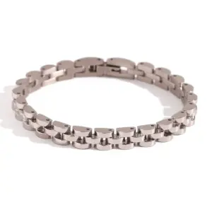 6mm Thin Strap Chain Bracelet 18cm-Silver