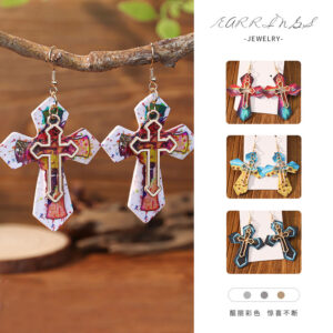 Wholesale Western-style double cross earrings