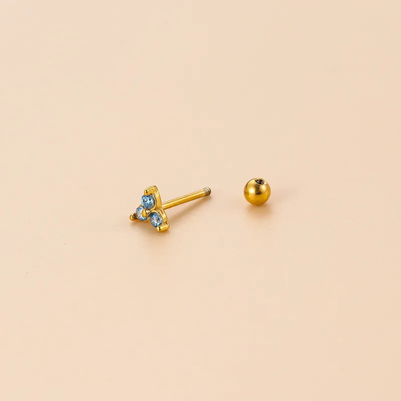 1 Piece 316L Stainless Steel Zircon Ear Cartilage Rings & Studs Geometric Waterproof Non Tarnish Surgical Steel