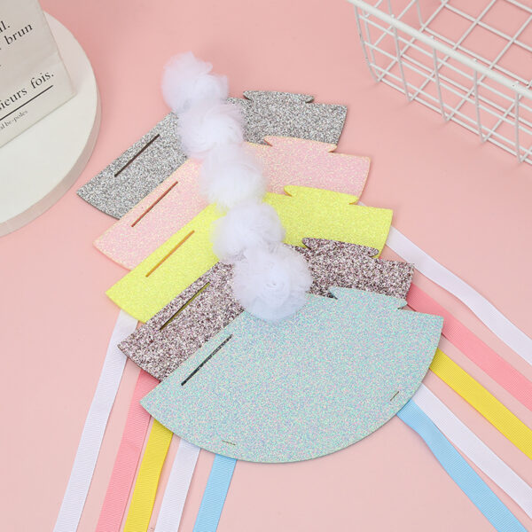 Wholesale Cute Glitter Birthday Hat Kidsren's Birthday Party Hair Crown Headdress Creative Rainbow Triangle Hat