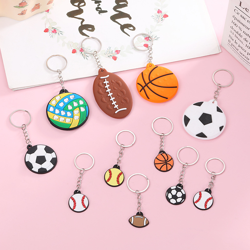 Wholesale Pvc Football Basketball Keychain Pendant Srts Goods Rugby Tennis nt Gifts Wholesale Cartoon Pendant