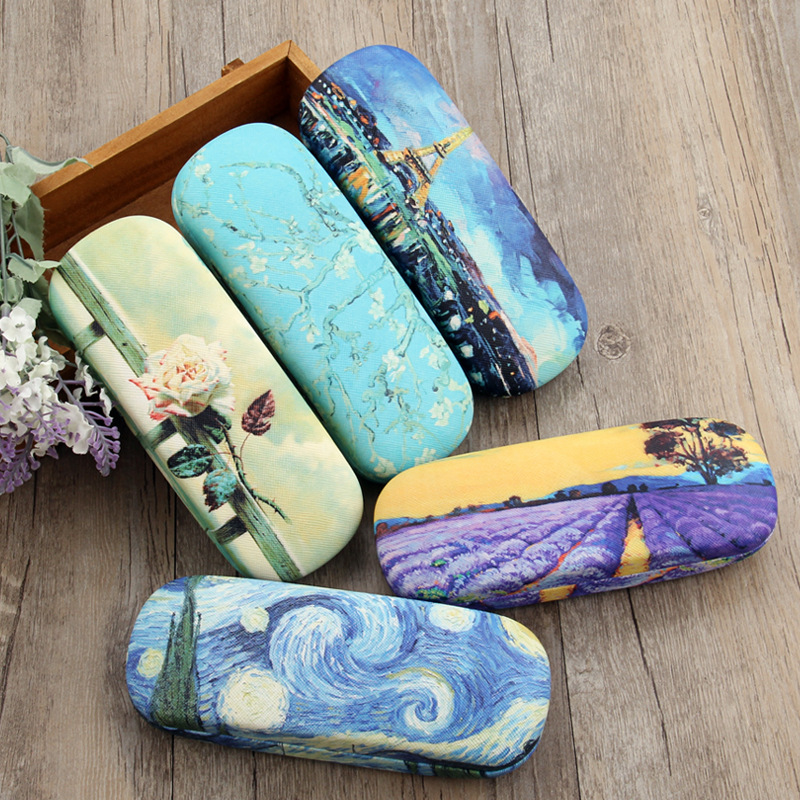 Wholesale Glasses box female oil painting Korean small fresh retro cute creative storage box student eyes box factory