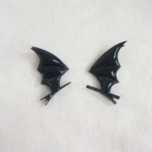 Pair of black devil wings hairpins