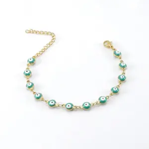 Bracelet round Eye Beads Light / Green