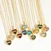 201 Stainless Steel 304 Stainless Steel Glass MAMA Simple Style Inlay Heart Shape Birthstone Zircon Pendant Necklace