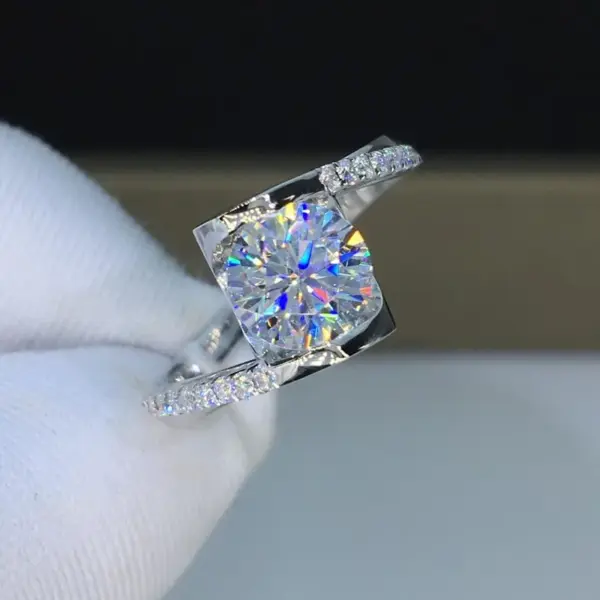 Wholesale Retro Super Flashing Hearts Arrows Zircon Carat Imitation Moissan Diamond Copper Ring