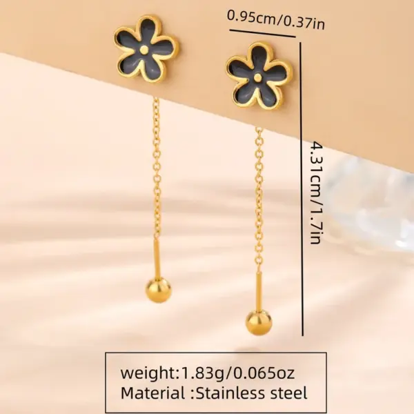 Wholesale 201 Stainless Steel 304 Stainless Steel Plastic Flower Ion Plating (IP) 18K Gold Plated Classic Style Waterproof Non Tarnish Multicolor-Golden Yellow Drop Earrings