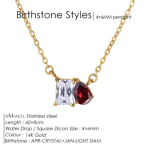 April White Square Diamond Red Water Drop