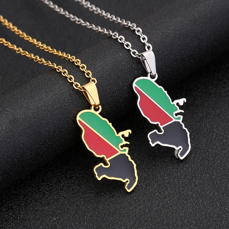 Wholesale PVD Coated 18K Gold Plated Map 201 Stainless Steel 304 Stainless Steel Casual Ethnic Style Keychain Necklace