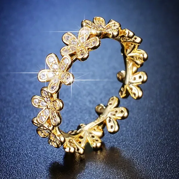 Wholesale Fashion Geometric Copper Plating Zircon Open Ring