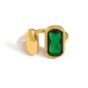 Wholesale PVD Coated 18K Gold Real Gold Plated Geometric Rectangle 304 Stainless Steel Elegant French Style IG Style Waterproof Non Tarnish Open Rings