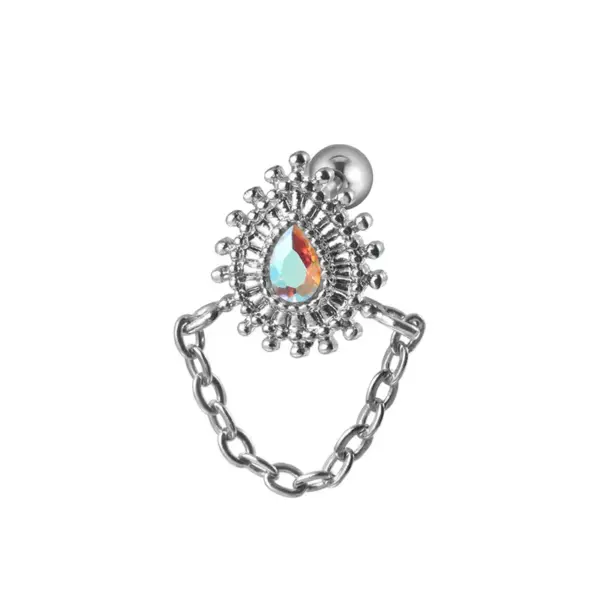 Wholesale 1 Piece Ear Cartilage Rings & Studs Elegant Glam Flower 304 Stainless Steel Copper Inlay Zircon