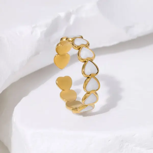 Wholesale PVD Coated Real Gold Plated 18K Gold Heart Shape 304 Stainless Steel Modern Style Simple Style Waterproof Non Tarnish Open Rings