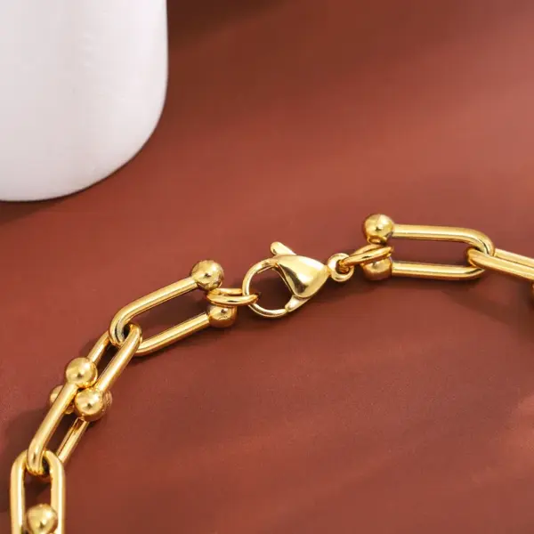 Wholesale Casual Simple Style U Shape 304 Stainless Steel 18K Gold Plated Bracelets In Bulk