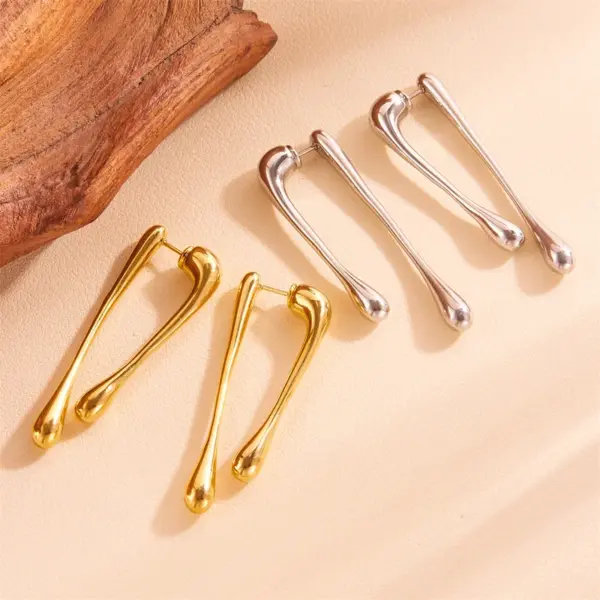 Wholesale 18K Real Gold Plated 304 Stainless Steel PVD Coated Rhinestones Solid Color Simple Style Drop Earrings For Women's