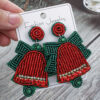 Wholesale Christmas tree rice bead earrings