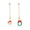 Wholesale Diamond-studded tassel Santa Claus wreath gift adjustable asymmetrical earrings