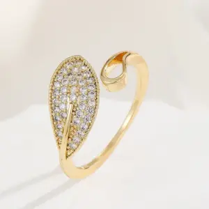 18K Real Gold Color Retaining Leaf Ring