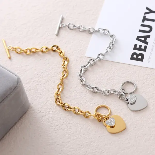 Wholesale Streetwear Heart Shape Stainless Steel Plating Bracelets