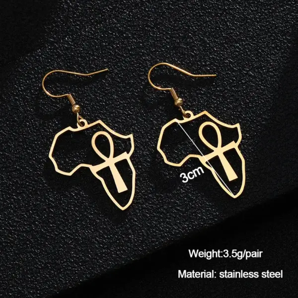 Wholesale Water Plating 18K Gold Plated Cross Map Stainless Steel Simple Style Earrings