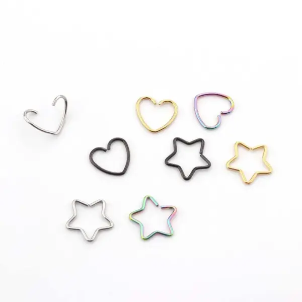 316L Stainless Steel No Inlaid Ear Cartilage Rings & Studs Heart Waterproof Non Tarnish Surgical Steel