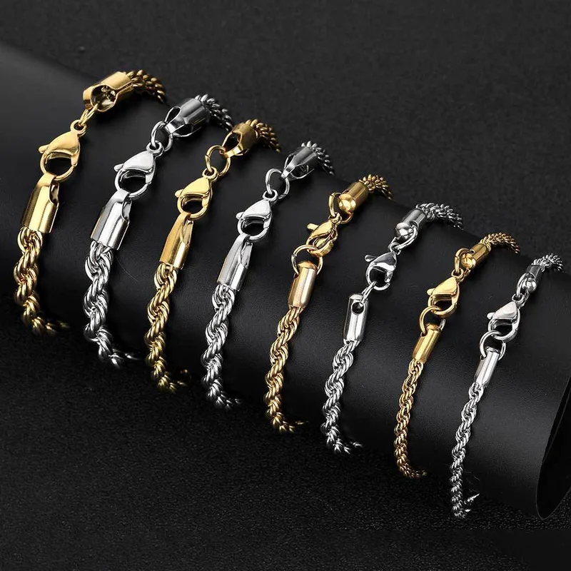 Wholesale 1 Piece Hip-hop Twist Stainless Steel Plating Bracelets