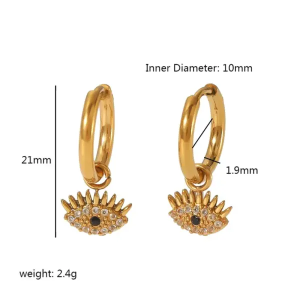 Wholesale PVD Coated Real Gold Plated Hexagram Heart Shape Eye 304 Stainless Steel Streetwear Waterproof Non Tarnish Drop Earrings