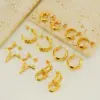 Wholesale 18K Gold Plated 316 Stainless Steel PVD Coated Titanium Steel C Shape Star Waterproof Non Tarnish Elegant Modern Style Drop Earrings For Women's