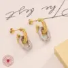 Wholesale PVD Coated Real Gold Plated 18K Gold Geometric Titanium Steel Fashion Waterproof Non Tarnish Earrings